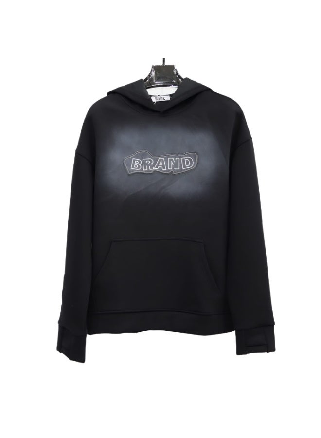 Black fingerless hoodie made of premium quality natural fabric